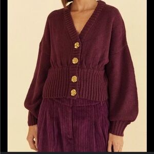 Women's Burgundy Sweater with Gold Buttons